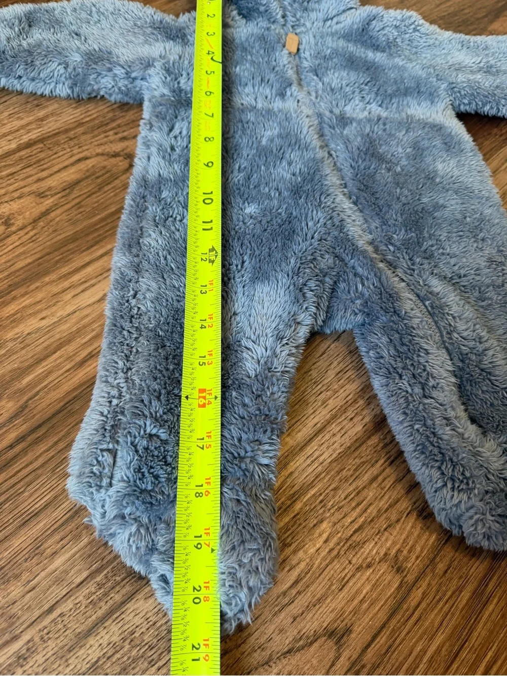 Carter's Light Blue Plush Hooded Footed One-Piece 3M
